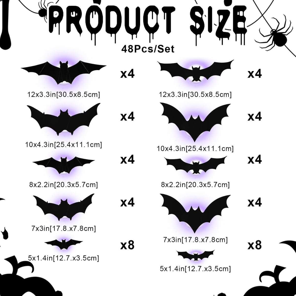 𝐁i𝐥𝐥𝐡𝐨𝐥®Halloween 3D Lighted Bats – Glowing Wall Decor with Bendable Wings🦇