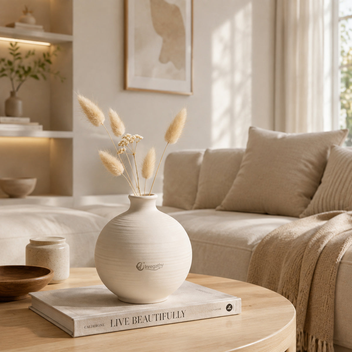 Inregathy Ivory Wabi-Sabi Ceramic Vase