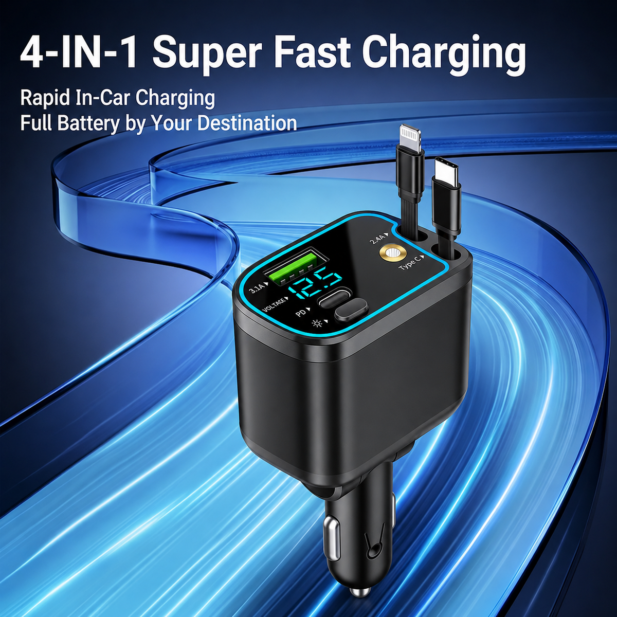 Billhol® 4-in-1 Retractable Fast Car Charger🦣