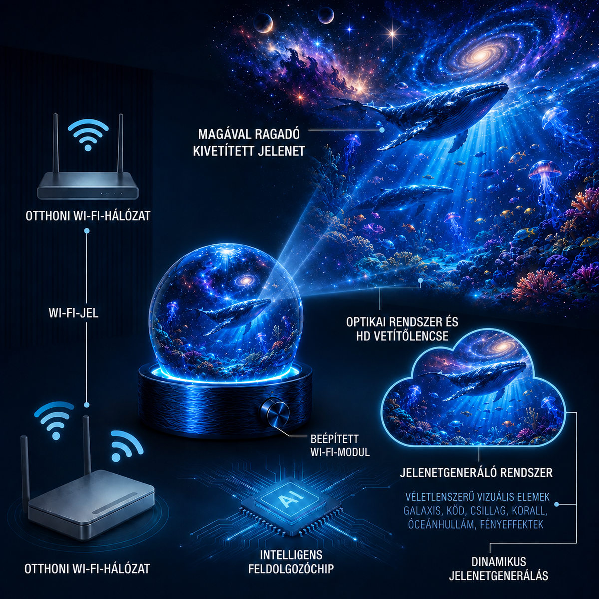 BVJ® ⭐2026 PRO MAX 5D intelligens világprojektor Több mint 100 magával ragadó világ létrehozása Bluetooth vezérléssel és hangeffektekkel