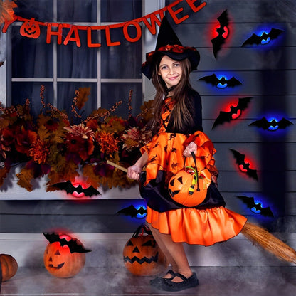 𝐁i𝐥𝐥𝐡𝐨𝐥®Halloween 3D Lighted Bats – Glowing Wall Decor with Bendable Wings🦇