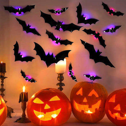 𝐁i𝐥𝐥𝐡𝐨𝐥®Halloween 3D Lighted Bats – Glowing Wall Decor with Bendable Wings🦇
