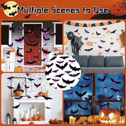 𝐁i𝐥𝐥𝐡𝐨𝐥®Halloween 3D Lighted Bats – Glowing Wall Decor with Bendable Wings🦇