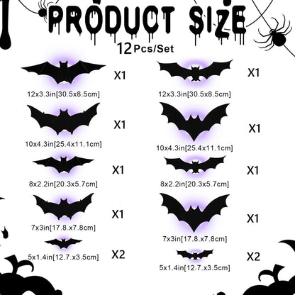𝐁i𝐥𝐥𝐡𝐨𝐥®Halloween 3D Lighted Bats – Glowing Wall Decor with Bendable Wings🦇