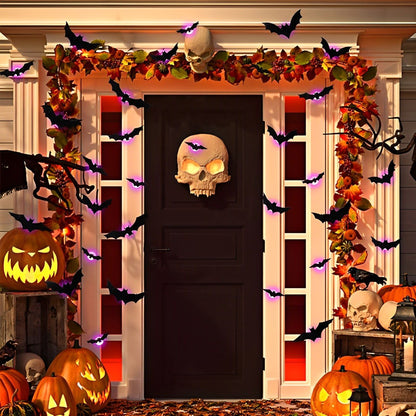 𝐁i𝐥𝐥𝐡𝐨𝐥®Halloween 3D Lighted Bats – Glowing Wall Decor with Bendable Wings🦇