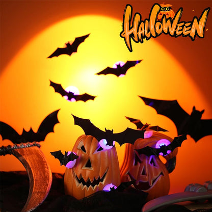 𝐁i𝐥𝐥𝐡𝐨𝐥®Halloween 3D Lighted Bats – Glowing Wall Decor with Bendable Wings🦇