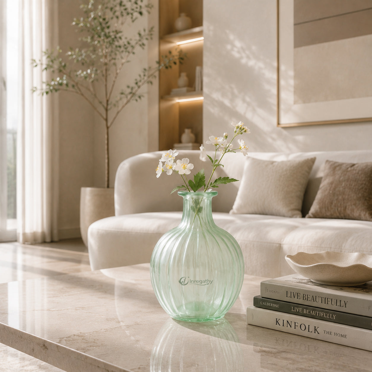 Inregathy Sage Green Glass Vase