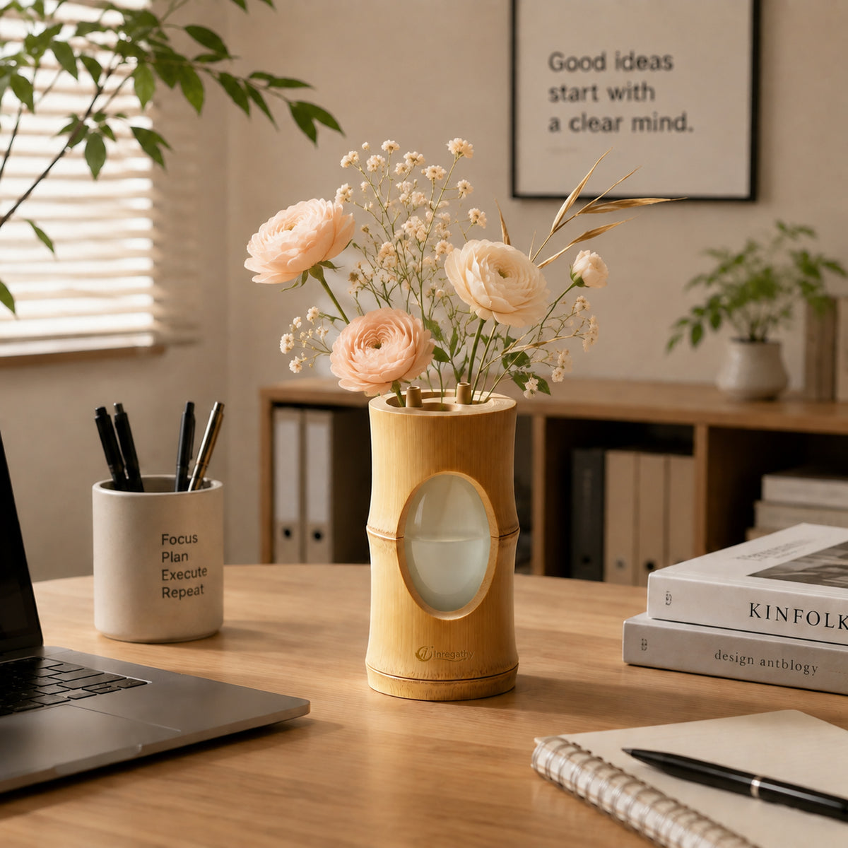 Inregathy Bamboo Wood Style Vase