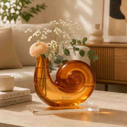 Inregathy Amber Spiral Glass Vase