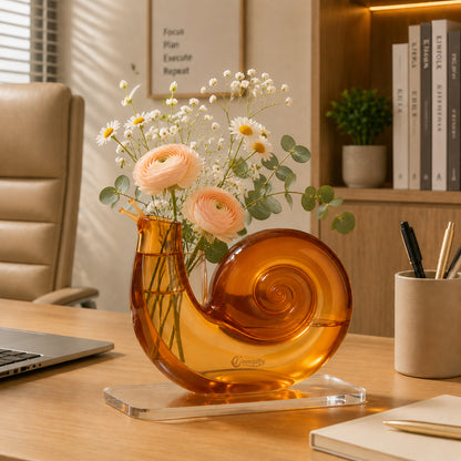 Inregathy Amber Spiral Glass Vase