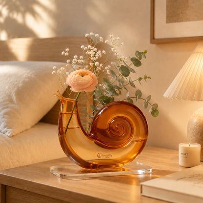 Inregathy Amber Spiral Glass Vase