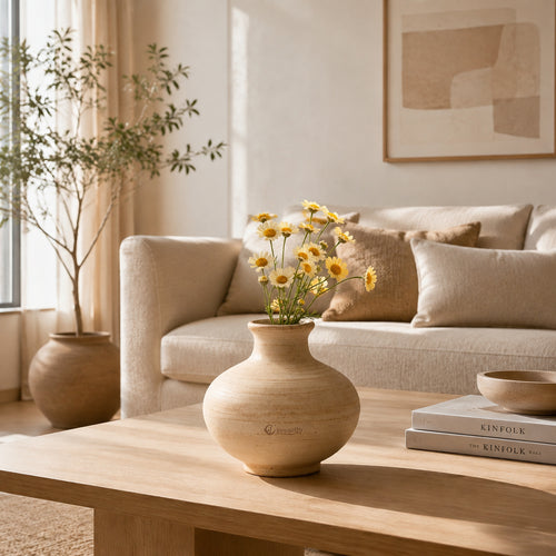Inregathy Minimalist Beige Ceramic Vase
