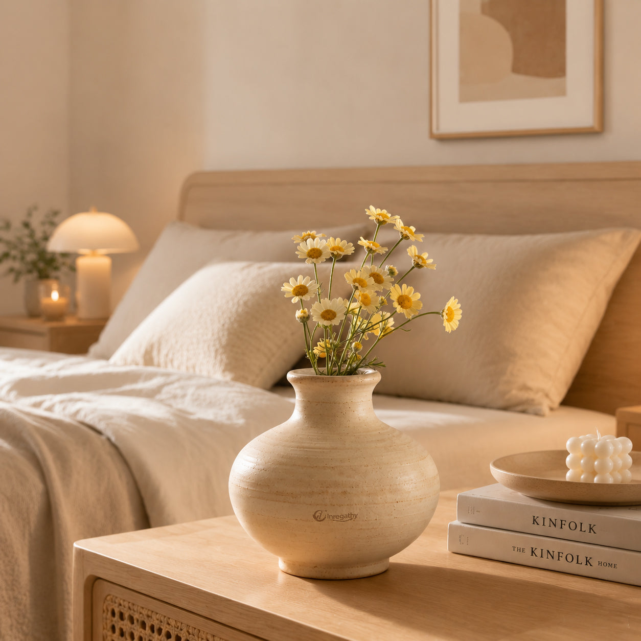 Inregathy Minimalist Beige Ceramic Vase