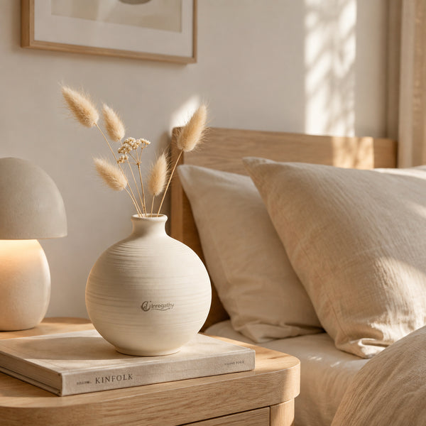 Inregathy Ivory Wabi-Sabi Ceramic Vase