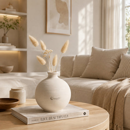 Inregathy Ivory Wabi-Sabi Ceramic Vase