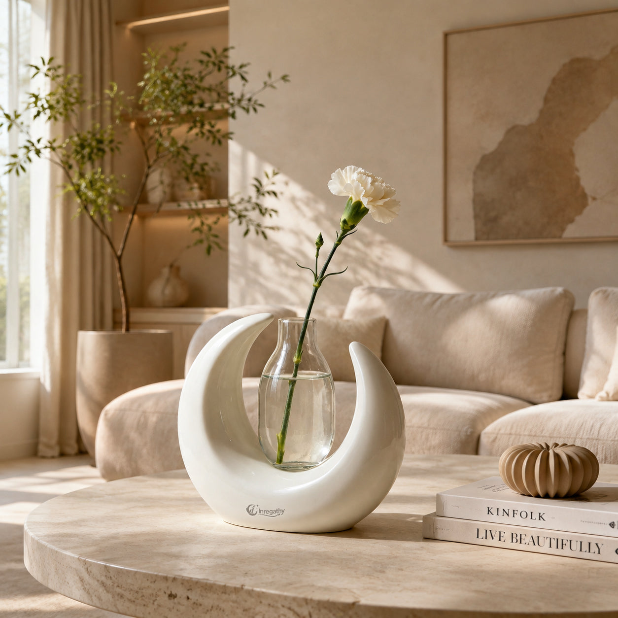 Inregathy Crescent Moon Ceramic Vase