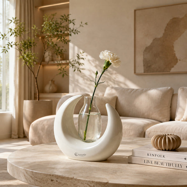 Inregathy Crescent Moon Ceramic Vase