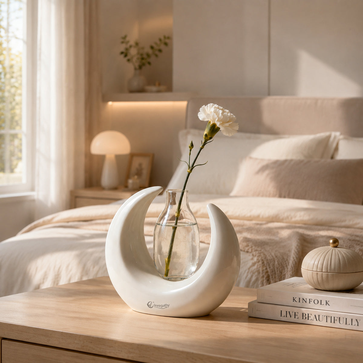 Inregathy Crescent Moon Ceramic Vase