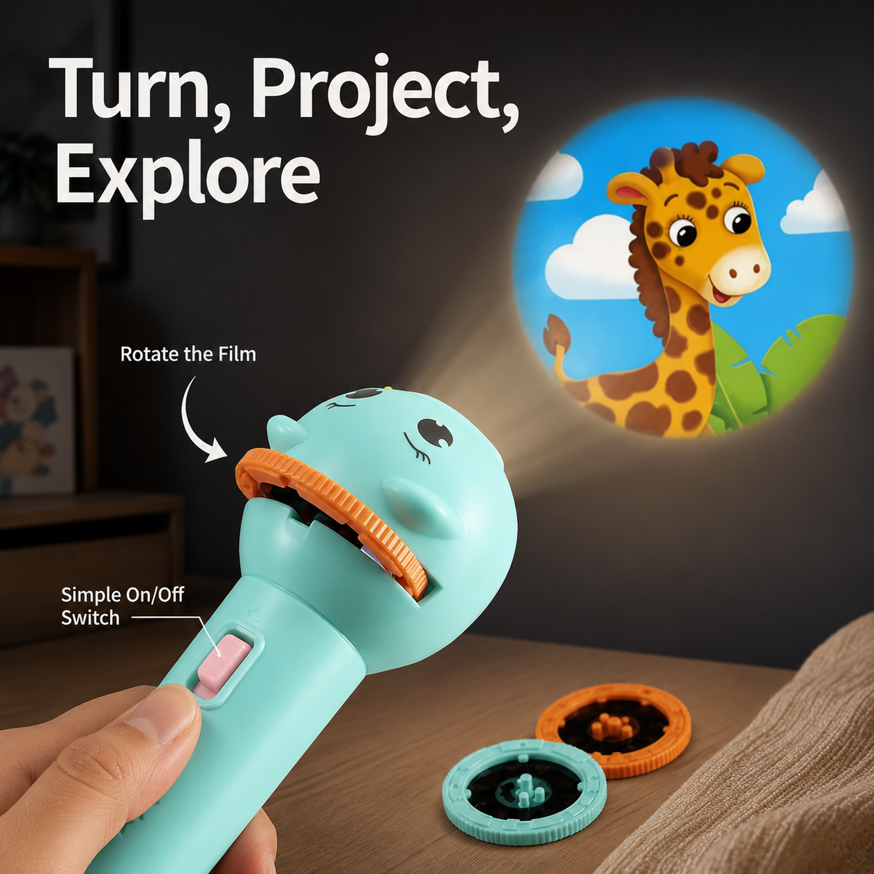 𝐁i𝐥𝐥𝐡𝐨𝐥®Kids Projection Flashlight, Bedtime Story Projector Toy