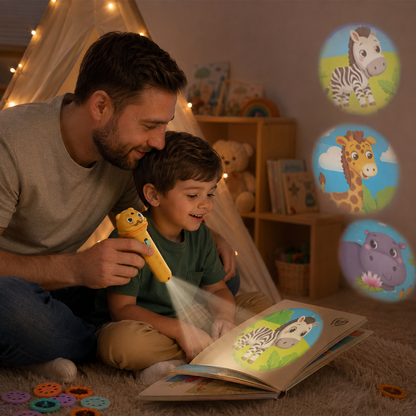 𝐁i𝐥𝐥𝐡𝐨𝐥®Kids Projection Flashlight, Bedtime Story Projector Toy
