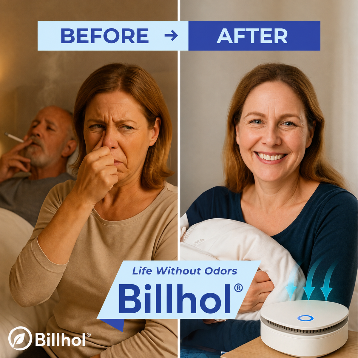 Billhol®  Portable O₃ Odor Removal Machiner | Smoke, Pet, Kitchen & Car Odor Treatment
