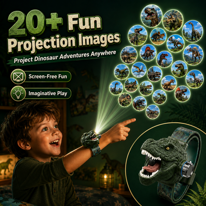𝐁i𝐥𝐥𝐡𝐨𝐥® 3D Dinosaur Projection Watch🦃⚷Realistic T-Rex Design, Safe Soft Strap for Kids Ages 3+