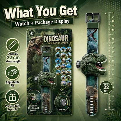 𝐁i𝐥𝐥𝐡𝐨𝐥® 3D Dinosaur Projection Watch🦃⚷Realistic T-Rex Design, Safe Soft Strap for Kids Ages 3+