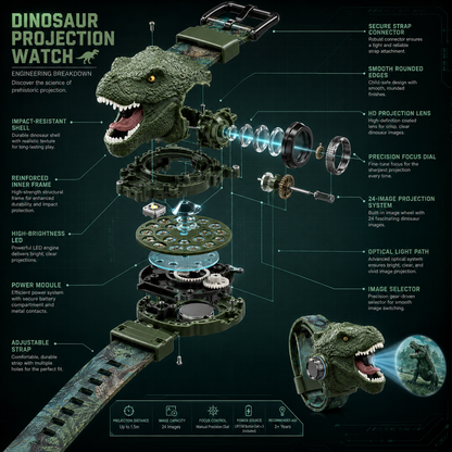 𝐁i𝐥𝐥𝐡𝐨𝐥® 3D Dinosaur Projection Watch🦃⚷Realistic T-Rex Design, Safe Soft Strap for Kids Ages 3+