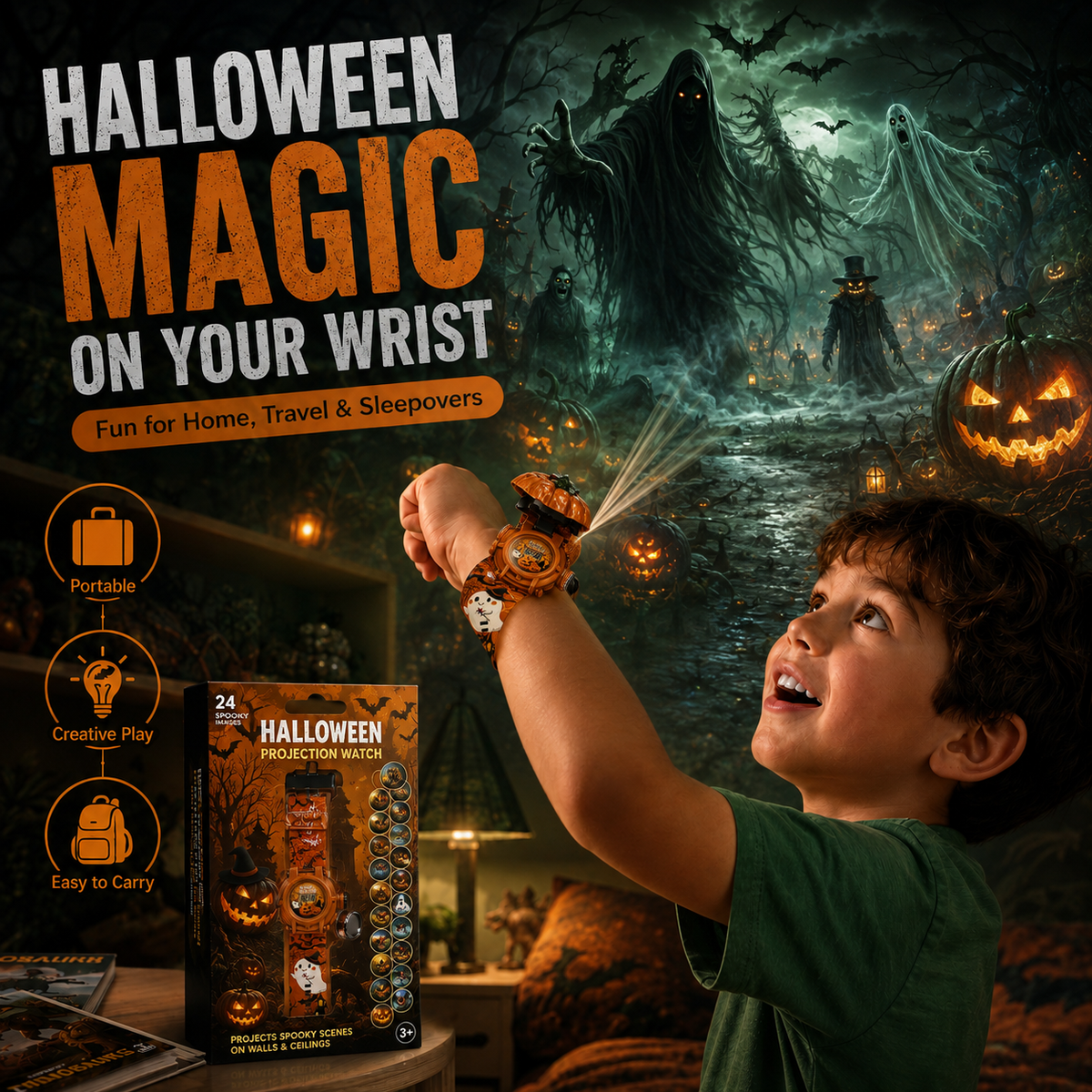𝐁i𝐥𝐥𝐡𝐨𝐥® 3D Dinosaur Projection Watch🎃Realistic T-Rex Design, Safe Soft Strap for Kids Ages 3+