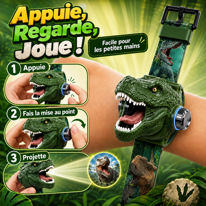 𝐁i𝐥𝐥𝐡𝐨𝐥® Montre à Projection Dinosaure 3D 🦖⚷ Design T-Rex Réaliste, Bracelet Souple et Sûr pour Enfants dès 3 Ans