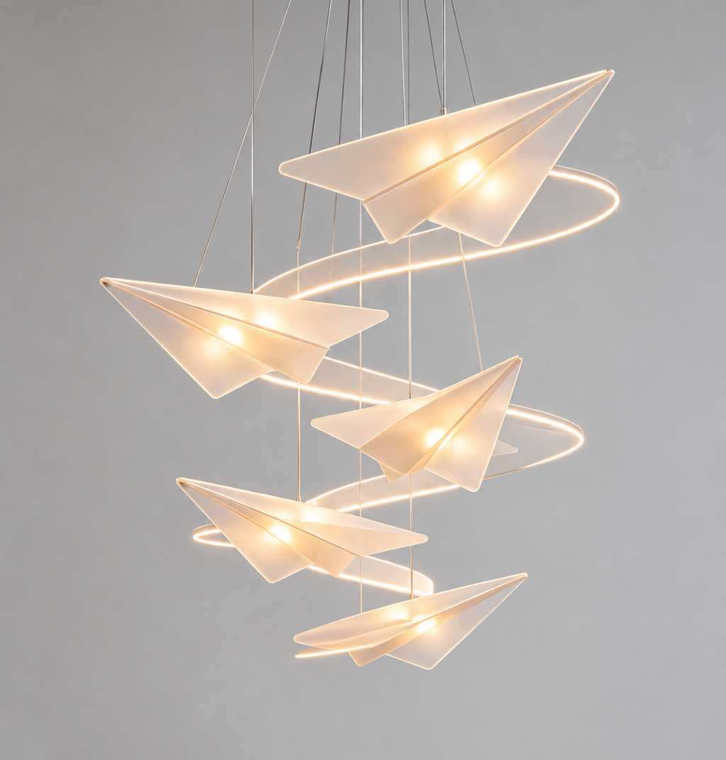 Paper Airplane Spiral Pendant Light