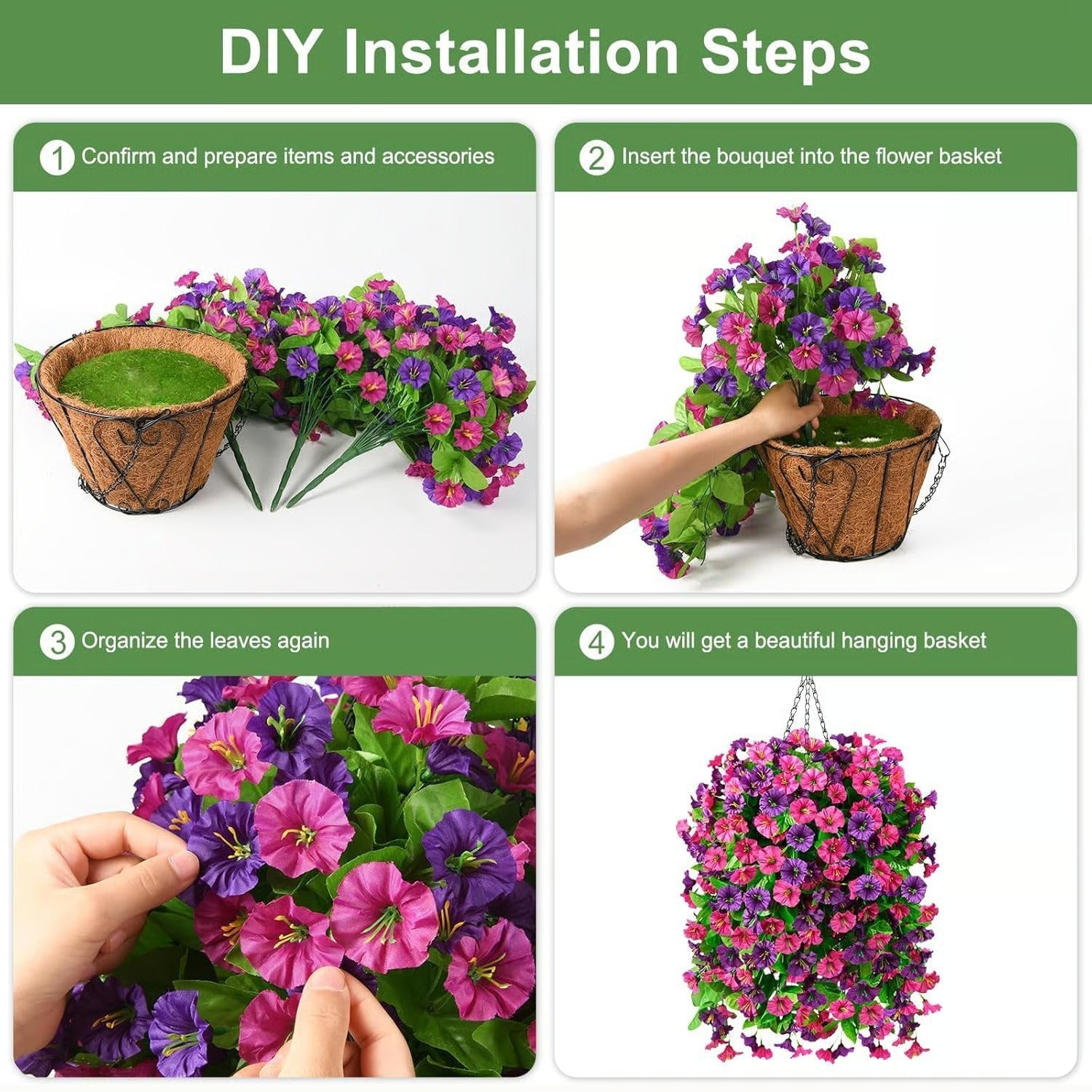 Artificial Morning Glory Hanging Vine Fake Wall Decor Flowers