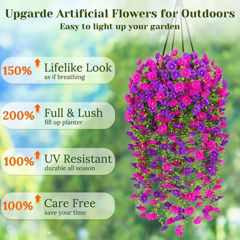 Artificial Morning Glory Hanging Vine Fake Wall Decor Flowers