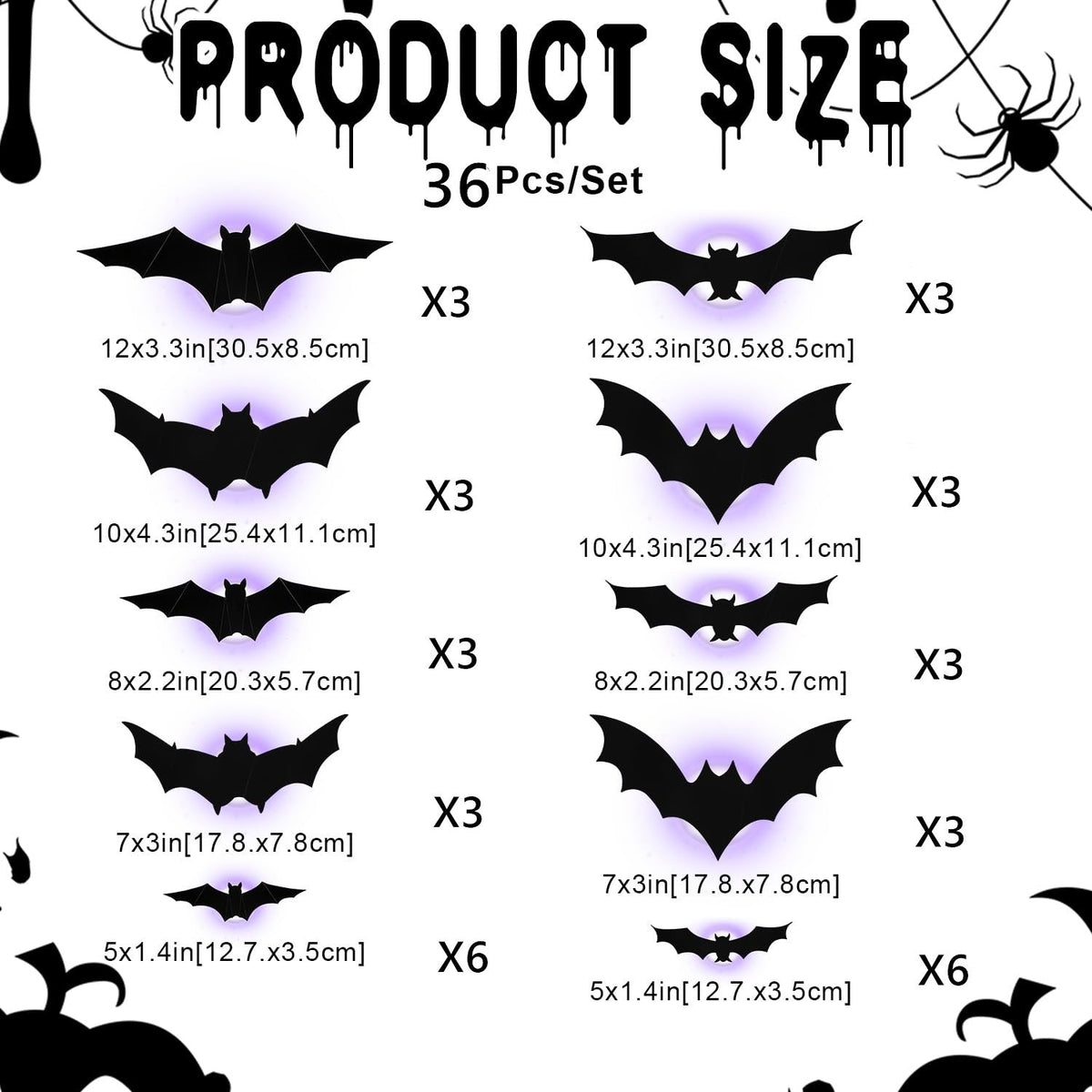 𝐁i𝐥𝐥𝐡𝐨𝐥®Halloween 3D Lighted Bats – Glowing Wall Decor with Bendable Wings🦇