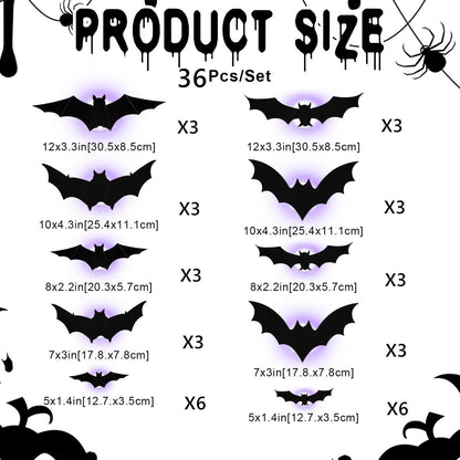 𝐁i𝐥𝐥𝐡𝐨𝐥®Halloween 3D Lighted Bats – Glowing Wall Decor with Bendable Wings🦇